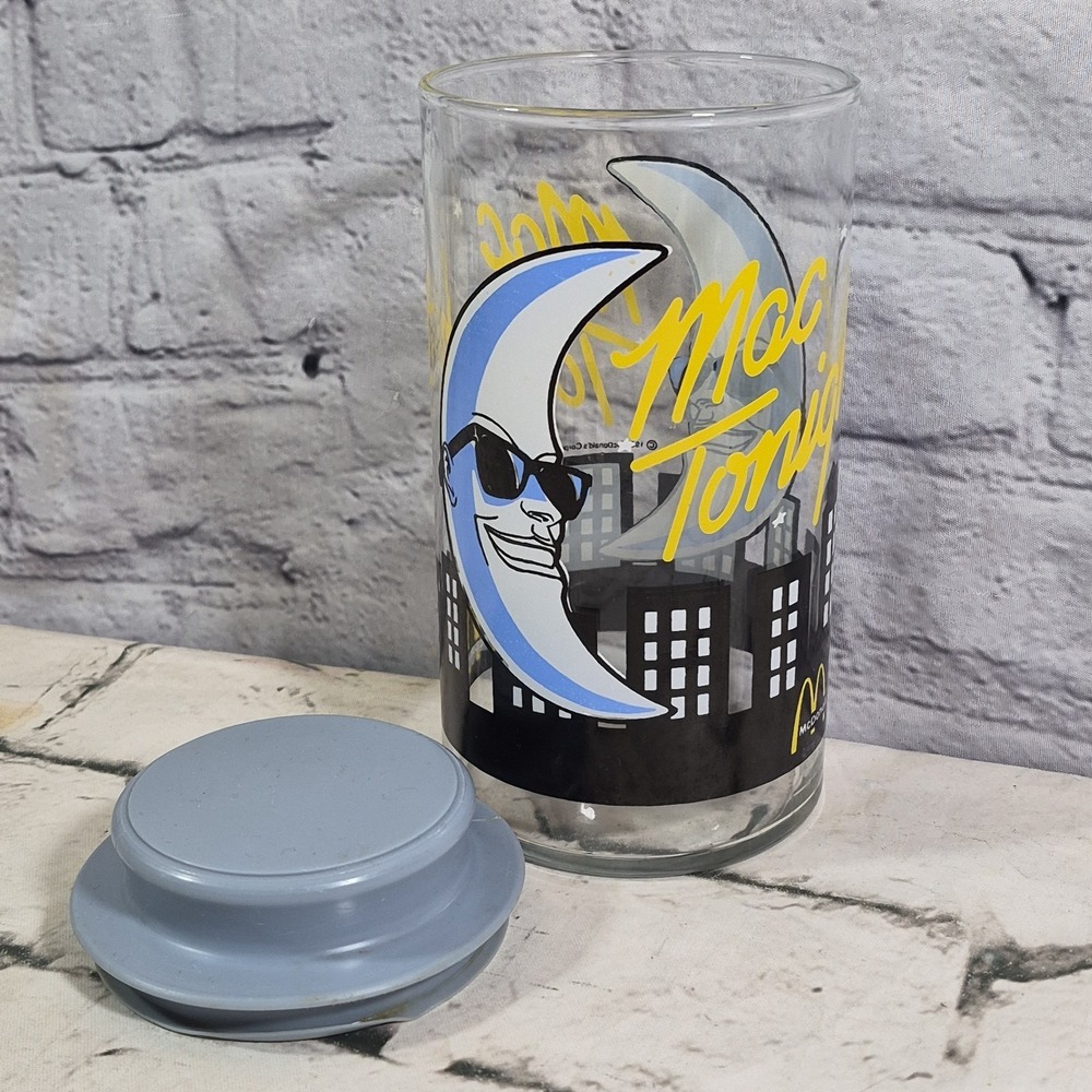 Vintage 1988 McDonald's MAC TONIGHT Moon Man Candy Jar Lidded Glass Collectible